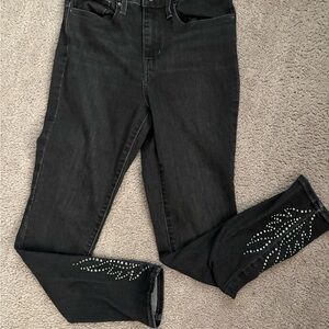 Levi's Black Skinny Jeans with Flame Studded Detail